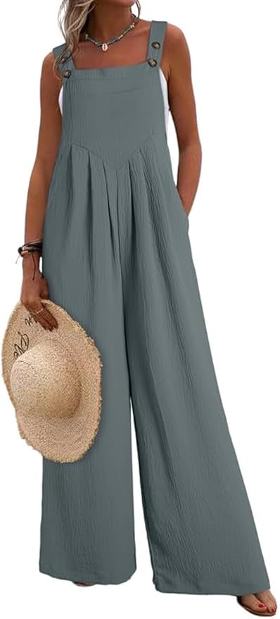 Dokotoo Sleeveless Wide Leg Long Pant Romper
